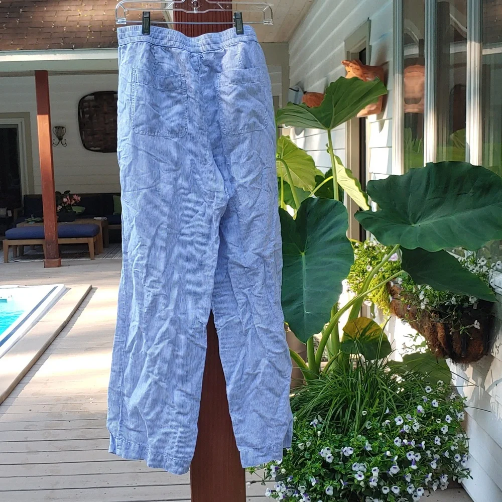 Talbots Linen Blue and White Lounge Pants with Pockets! - Picture 5 of 9